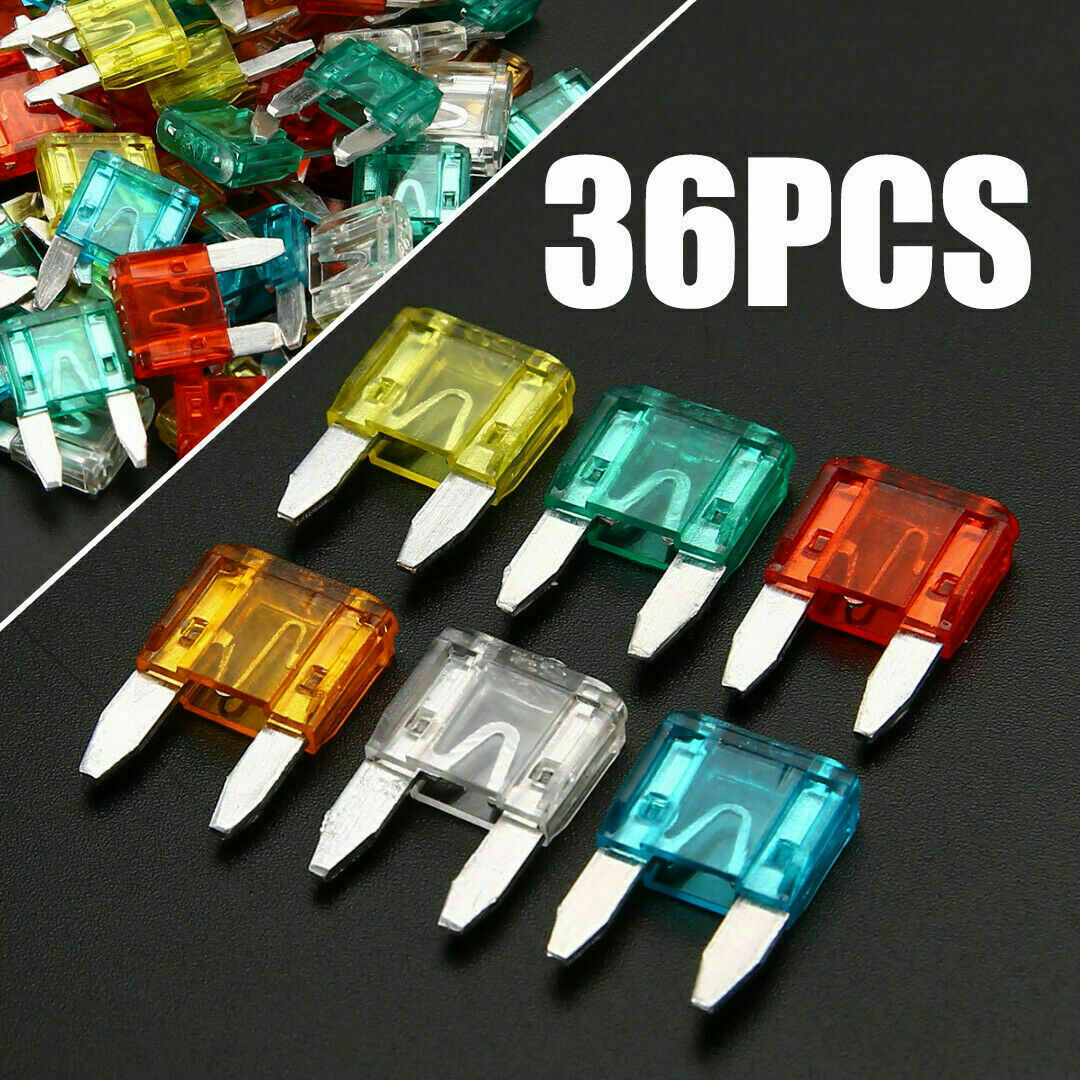 36X Auto Car Truck Mini Blade Fuses 7.5A 10A 15A 20A 25 30A Assortment Mixed Kit