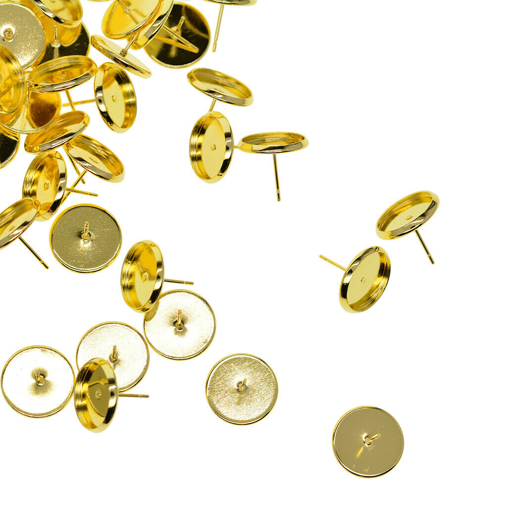 300PCS Cabochon Earring Settings Brass Stud Earring Cabochon Setting Post Cup US