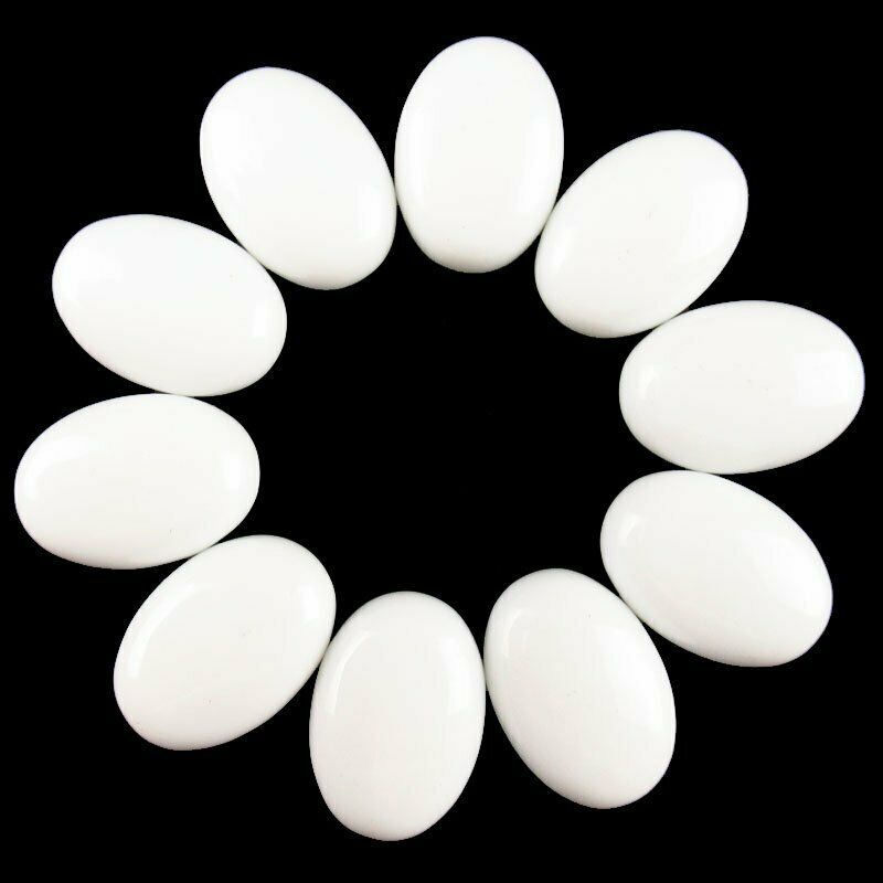 8Pcs 38g White Jade Oval 25x18x6mm Cab Cabochon A-230JM