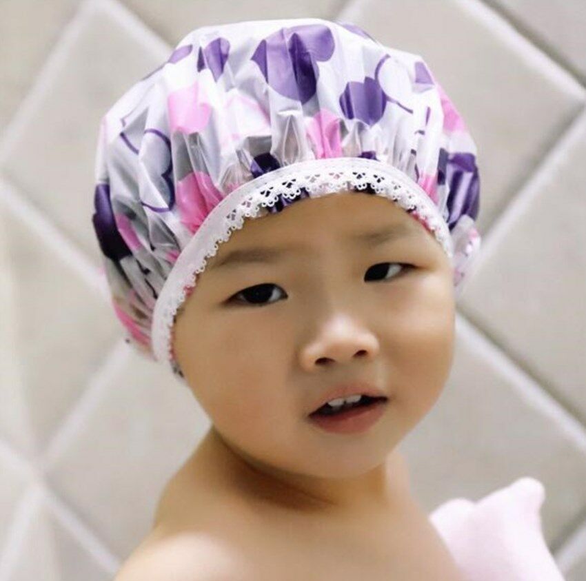 Bath Cap water Resistant Waterproof Bathing Hat Shower Spa for Kids random Color