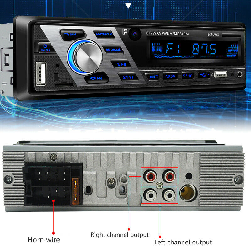 Dual USB Car Stereo MP3 Player Bluetooth Music AUX Radio Audio Voice Control 12V