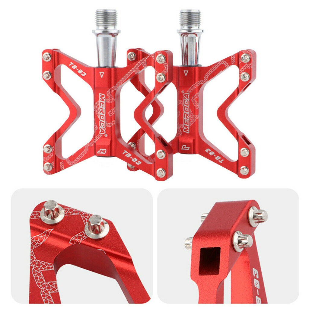Bike Pedal Mountain Road Bicycle Flat Platform MTB Cycle 9/16" Red