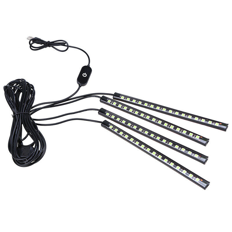 4 RGB-LED Glow Car Interior Lamp Under Dash Footwell Seats Inside Lighting