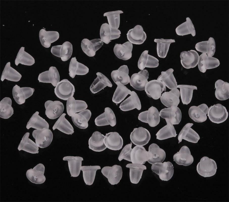 500PCS Silicone Earring Back Plugs Stoppers Ear Post Nuts 4MM Jewelry Findings