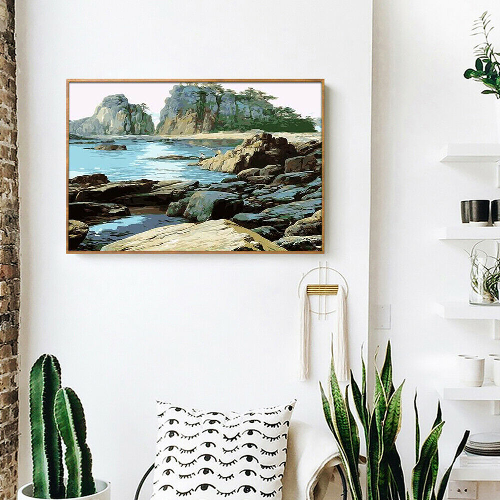 Sea Fishing DIY Painting By Numbers Kit Oil Art Canvas Picture Frameless @