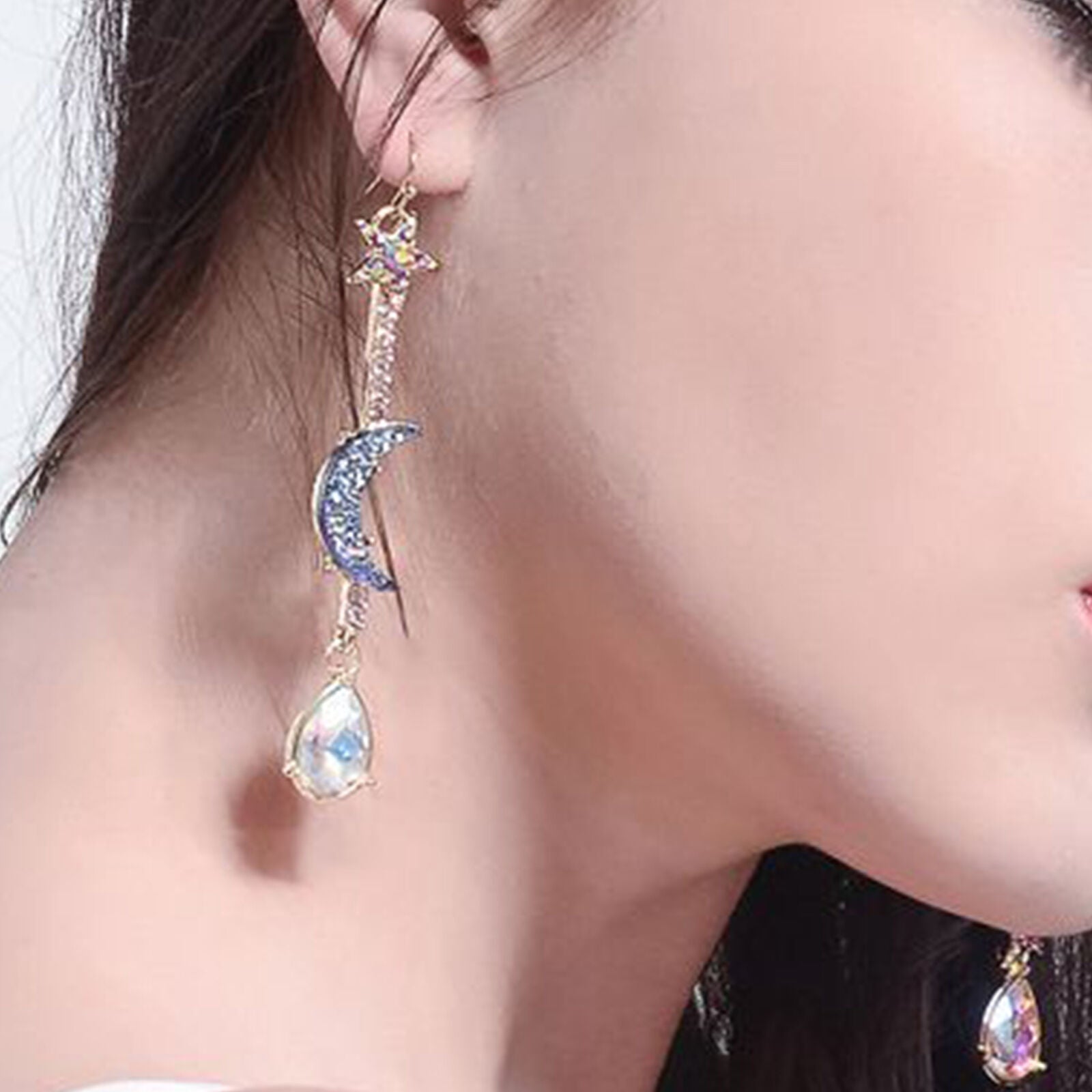 Beautiful Fashion Jewelry Blue moon&star earrings Woman jewels