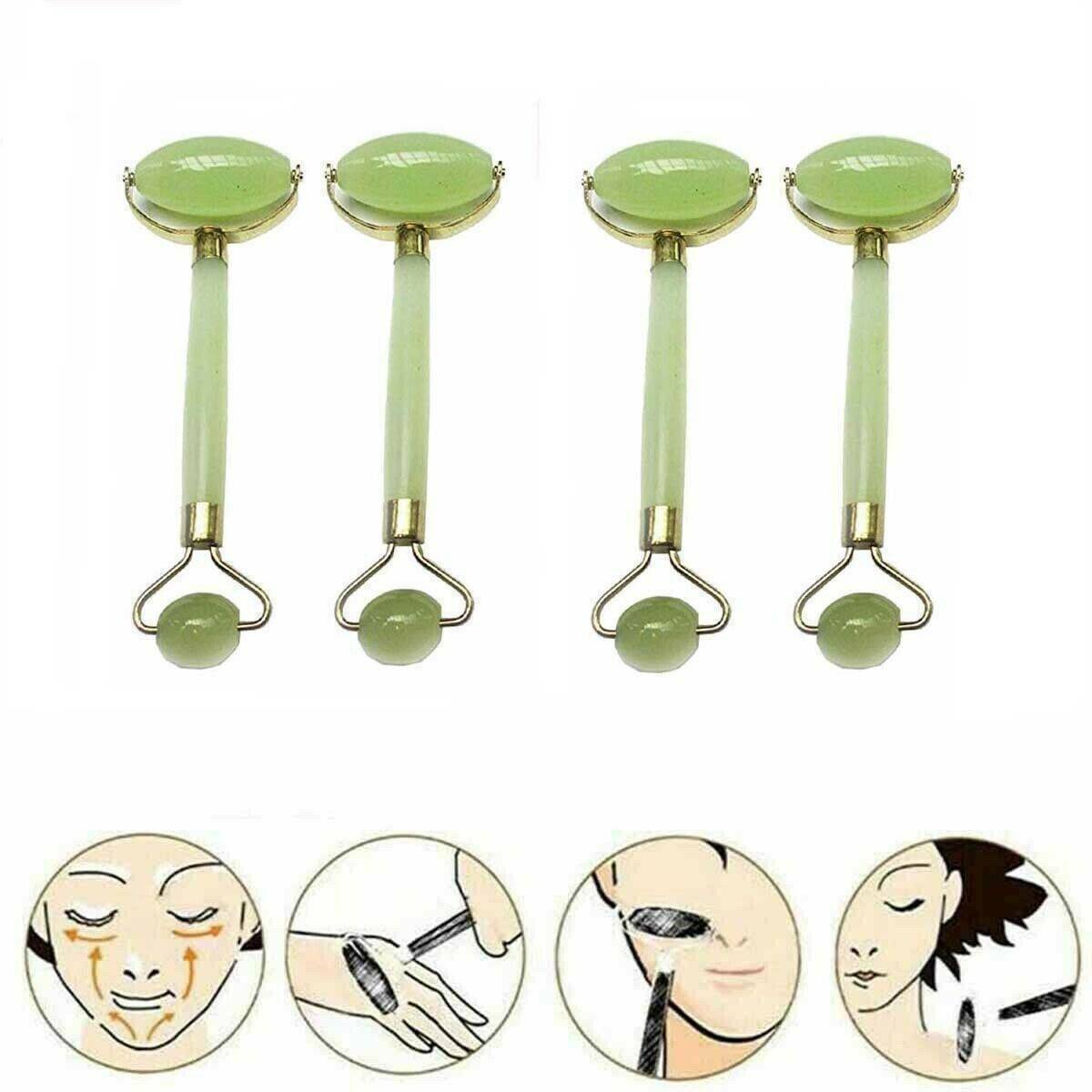 Natural Rose Quartz Facial Jade Stone Roller Beauty Massage Tool Face Massager@.