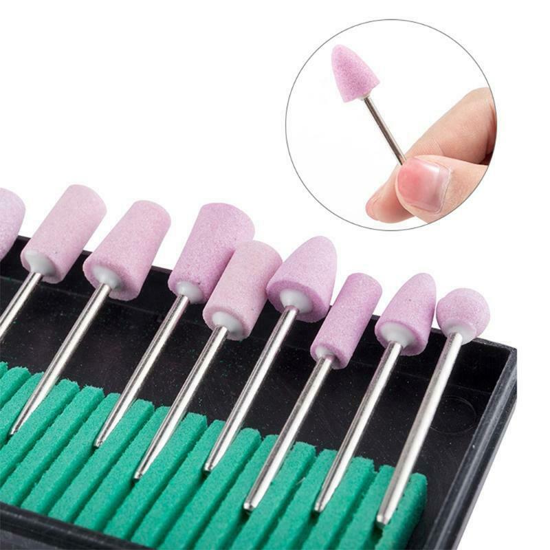 Quartz Milling Head Replacement Electric Grinding Cutters Nail Art with BOX