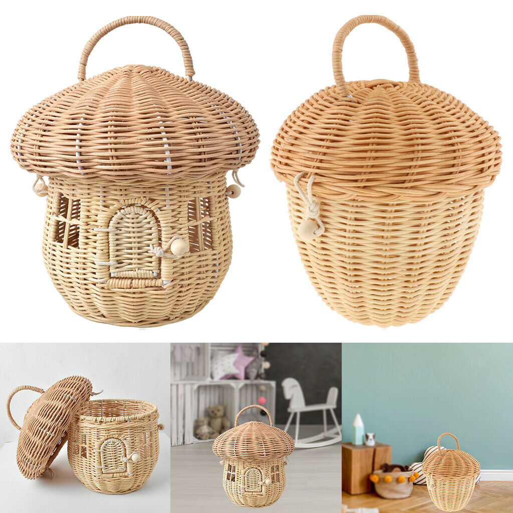 Kids Cute Fashion Rattan Basket Handbag Tote Bucket Party Grocery Basket