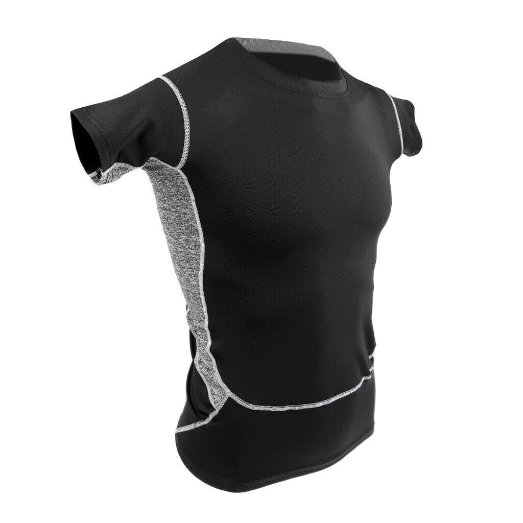 Men's Compression Short Sleeves Fitness Sports T-Shirts Bodybuilding Black