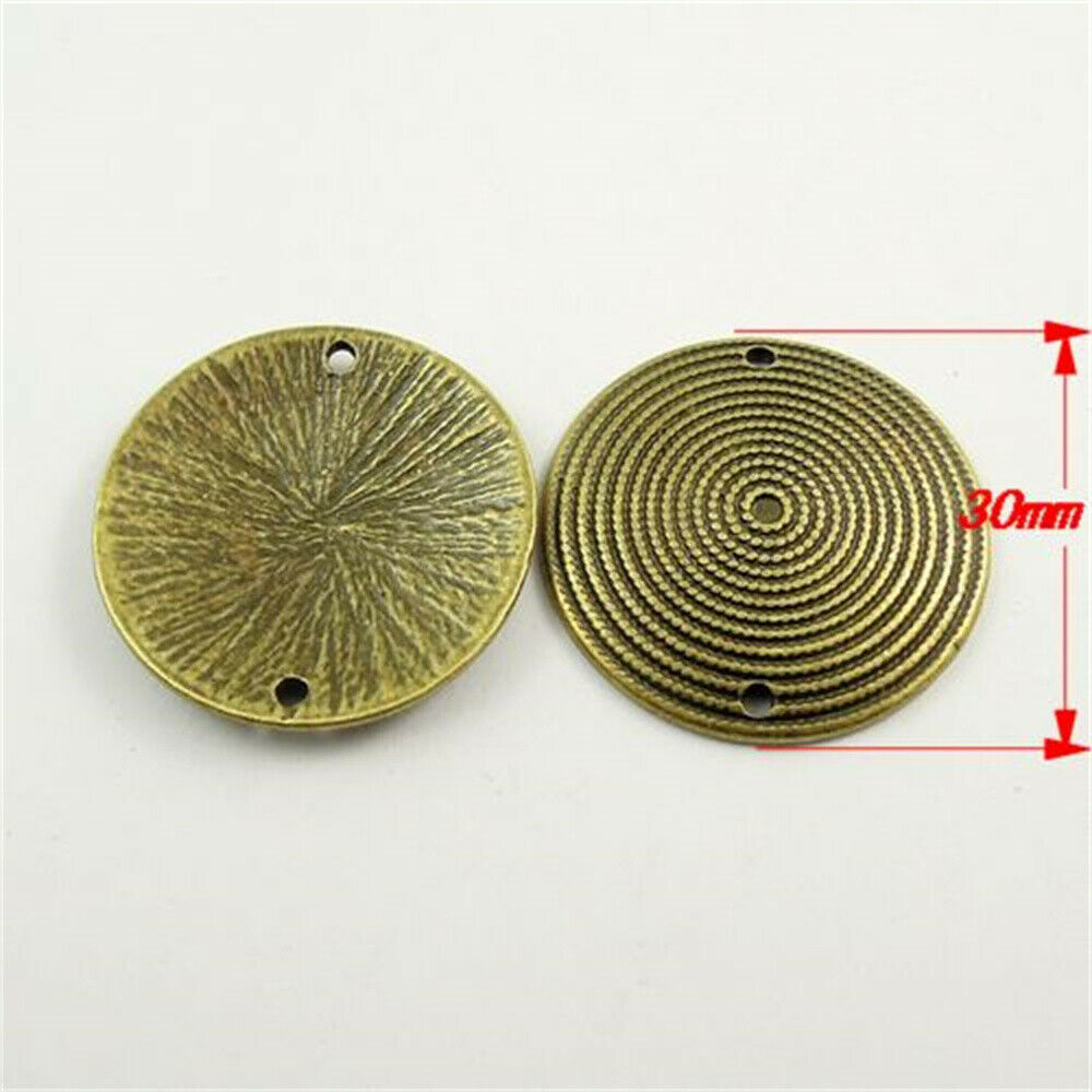 15 pcs Antiqued Bronze Swirl Round Pendant Charm Alloy Jewelry Connector 30*2mm