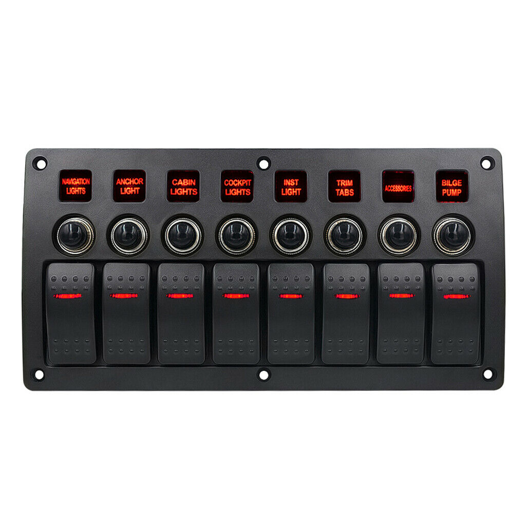 8 Red Illuminated Switch Panel Control Button Switch Board Equipment Interior