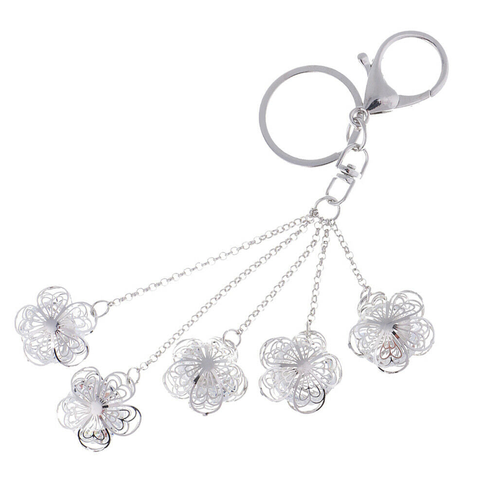 Pierced Camellia Key Chain Fashion Key Ring Handbag Pendant Decor Girs Gift