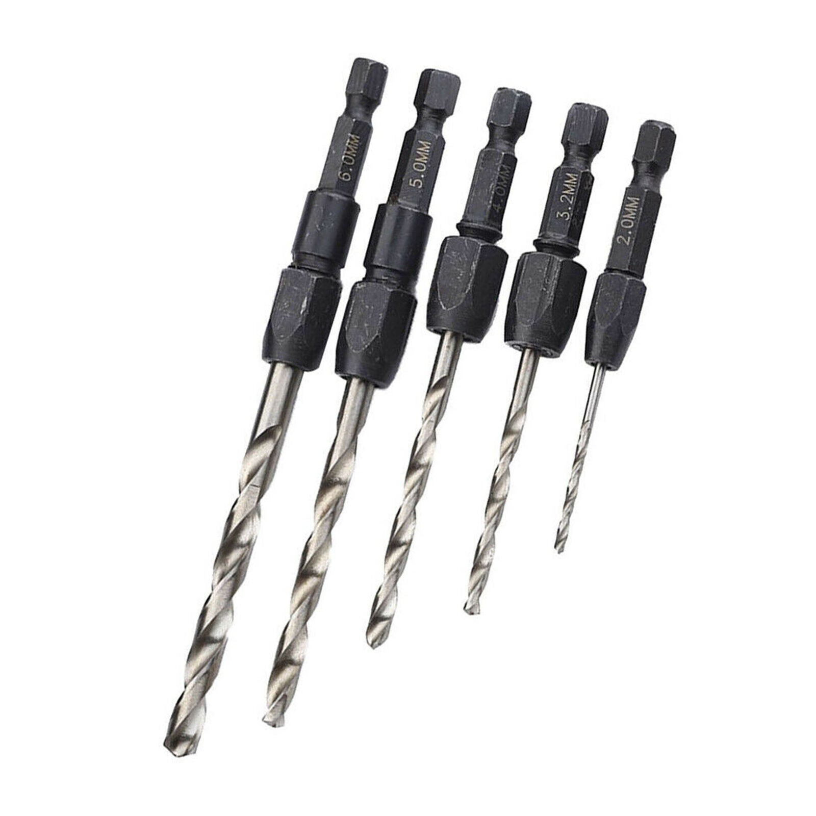 5Pcs Snappy Quick Change Hex Shank HSS Drill Bit Set 2,3.2,4,5,6mm
