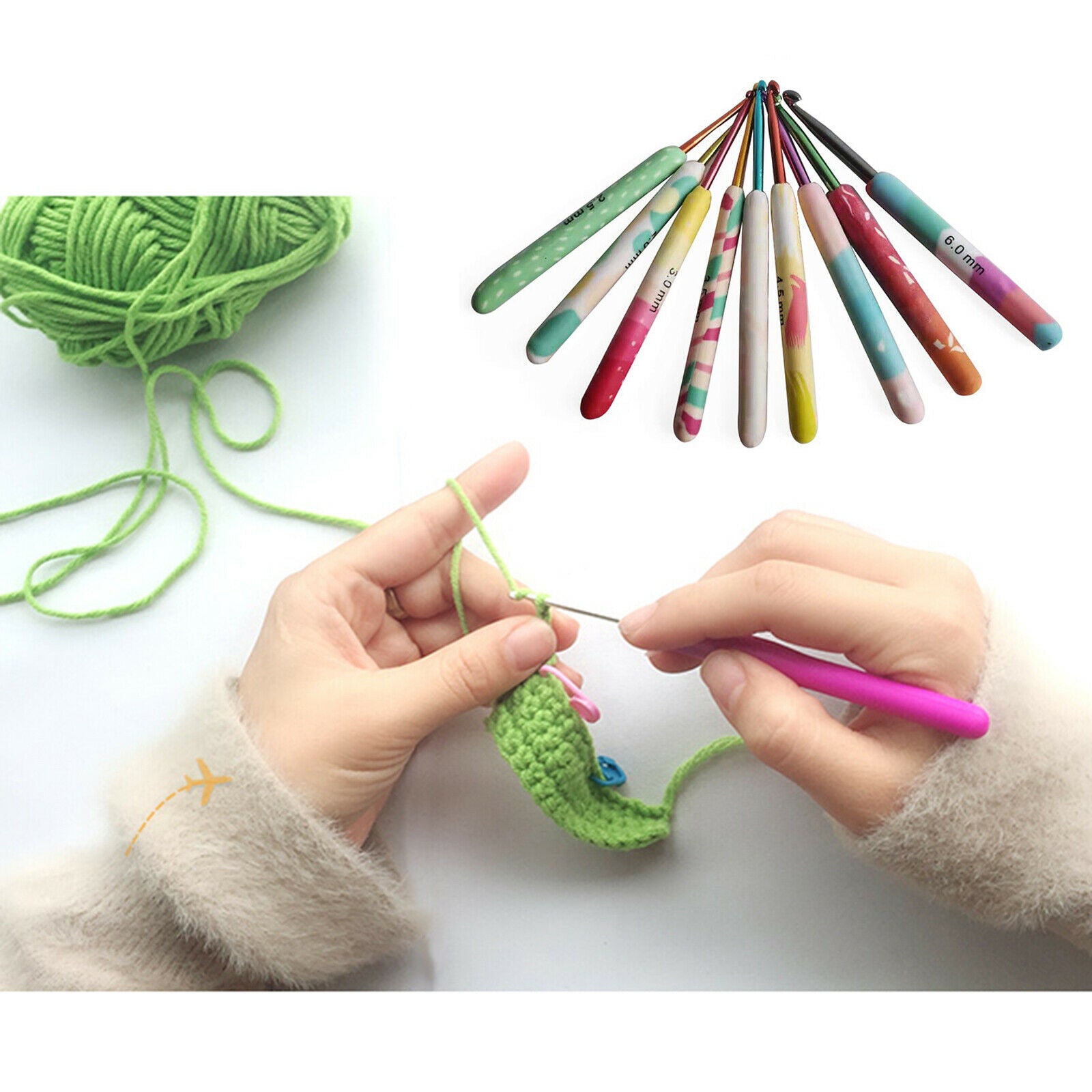 Crochet Hooks Set 9Pcs Knitting Needles for Crocheting Yarn Craft Tool