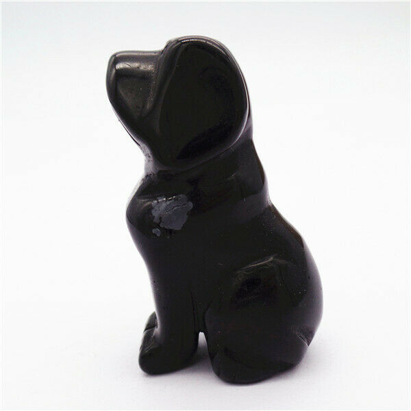 48x28x20mm Black Obsidian Carved Dog Decoration Statue Stone Home Decor HH7950