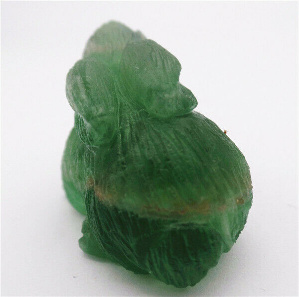 50x32x19mm Natural Green Fluorite Carved Rabbit Decoration Statue Decor HH7648