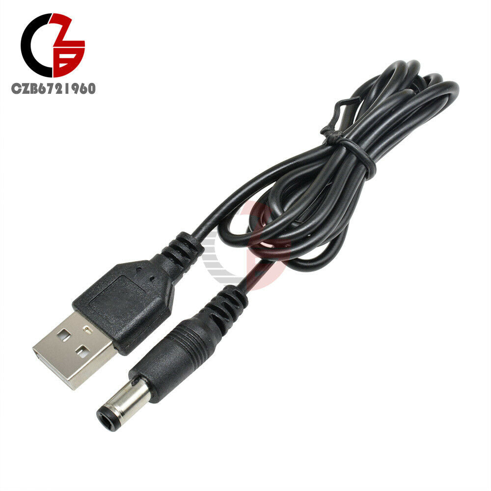 2PCS USB 2.0 Male A To DC 5.5mm x 2.1mm Plug DC Power Supply Cord Socket Cable