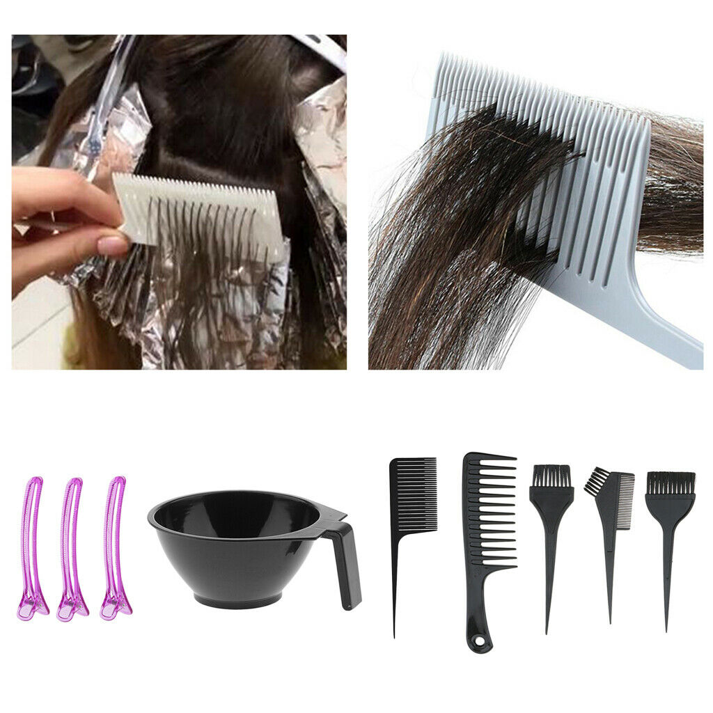 9Pcs Hair Coloring Mixing Bowl Bleaching Dyeing Kit Salon Beauty Comb Tool