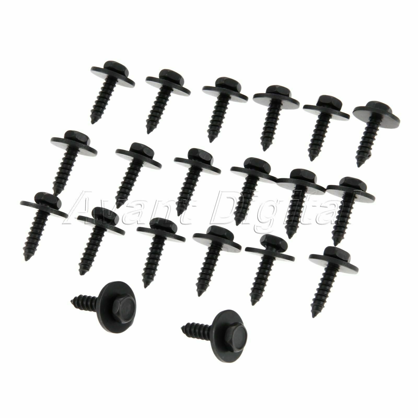 20 x New Black Universal Car Auto Self-Tapping Screws Hex Washer Head 4.8x19mm