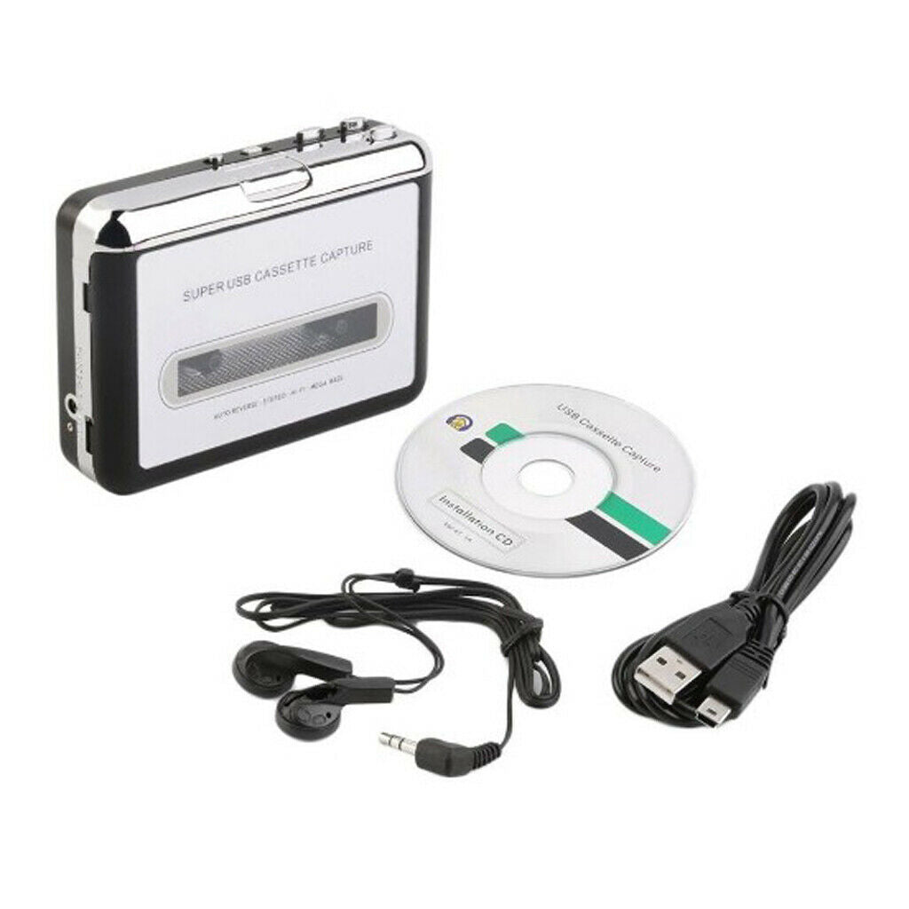Portable USB Cassette Converter Tape to MP3 Player w/ Headphone Cable Player