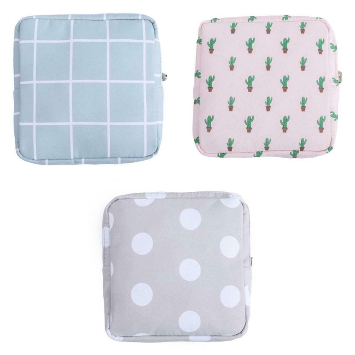 3 Pieces Sanitary Bag Towel Earphones Coin Organizer for Women Girls Lady