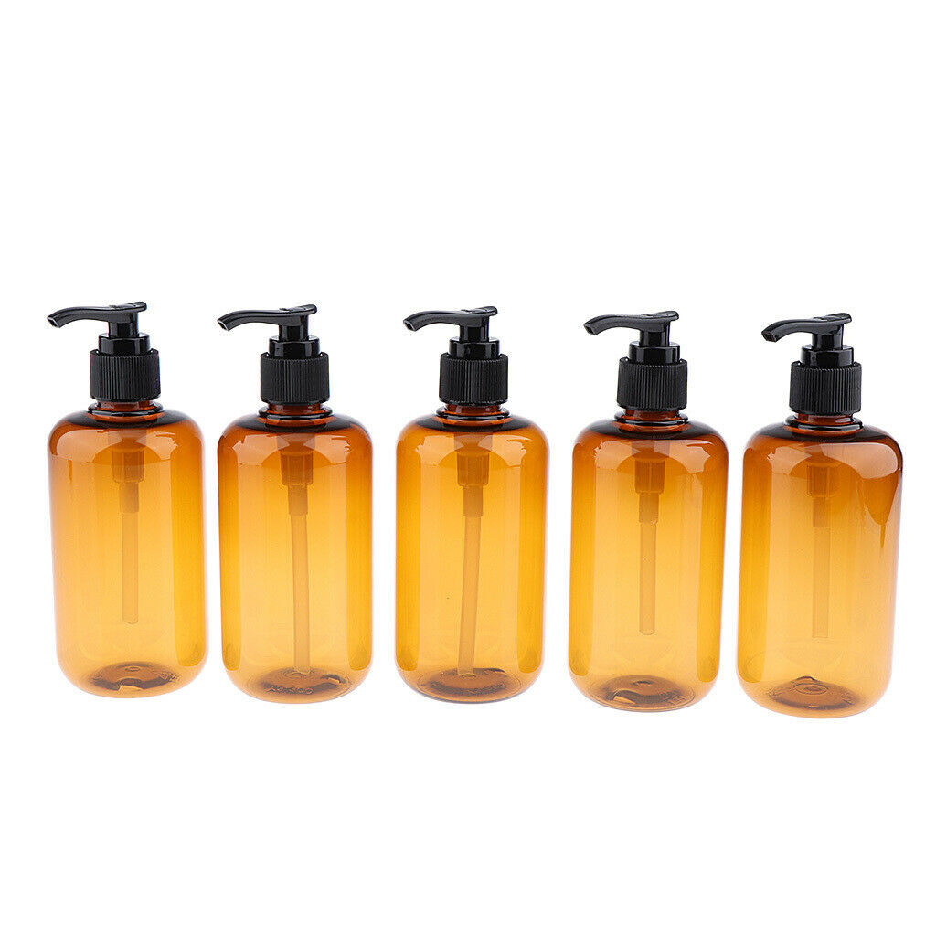 5pcs Empty Pump Shampoo Lotions Container Refillable Body Wash Gel Bottles 300ml