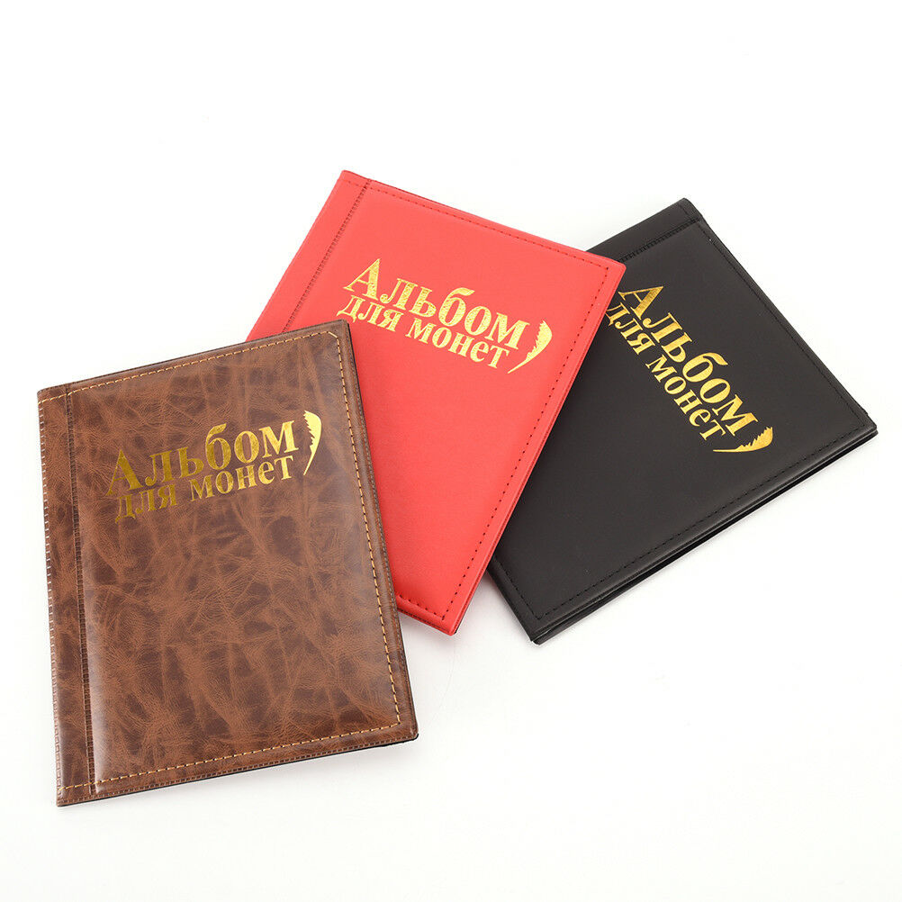 250 pockets pu world coin tokens banknotes collection storage album book red  Tt