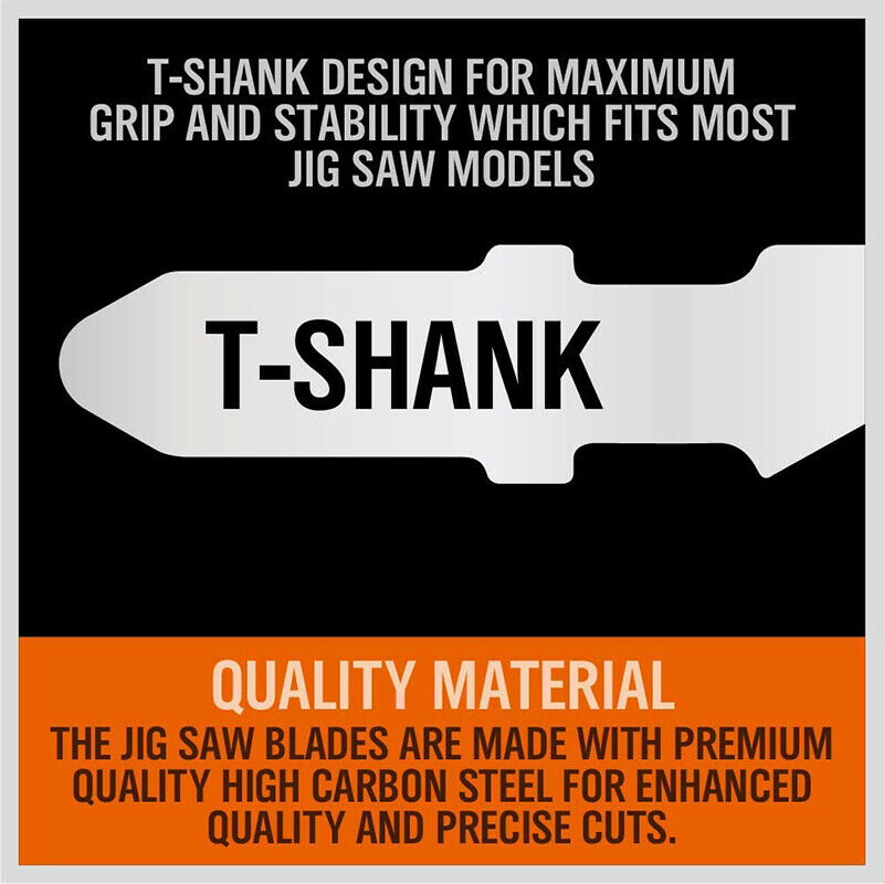 25 Pcs T Shank Jig Saw Blade Set, T-Shank Blades for Wood, Plastic and Metal CP4