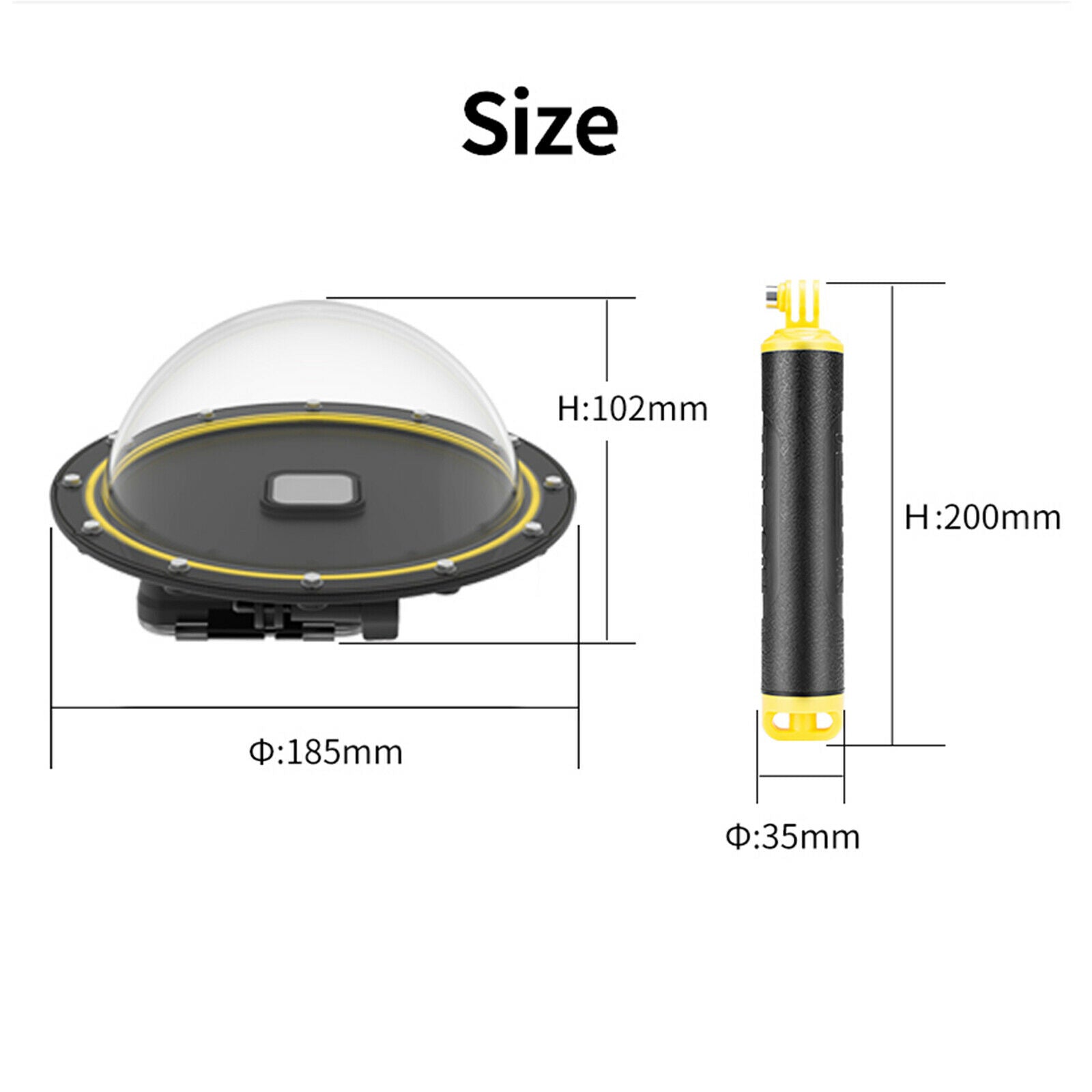 Dome Port for for Dive Snorkeling Camera Cover Photography Protector Kit 30m