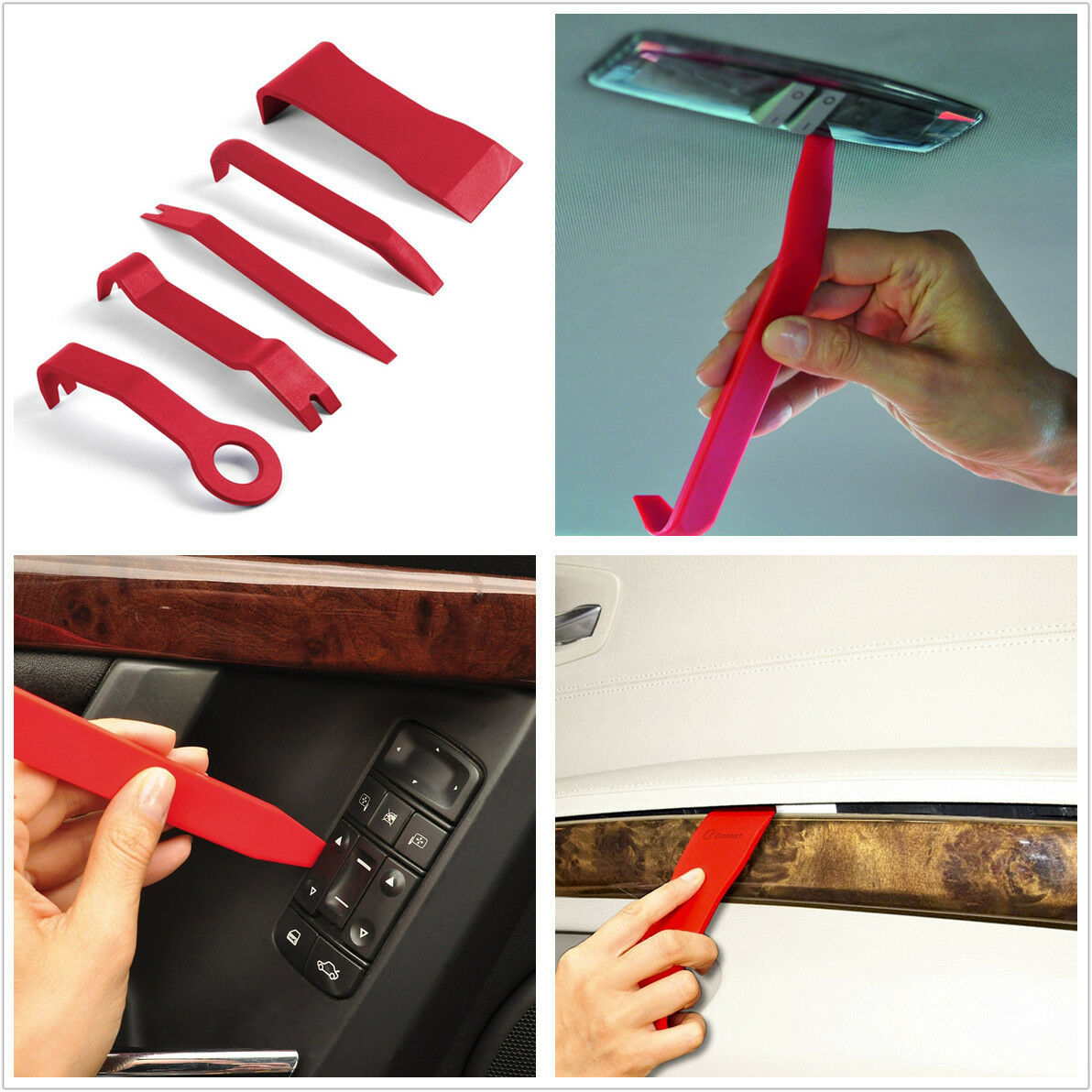 5pc Autos Interior Door Handle Panel Light Audio Moulding Trim Removal Pry Tools