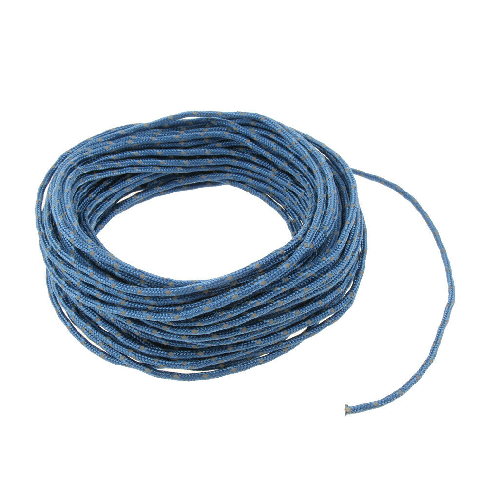50ft Reflective Tent Rope Clothesline Camping Cord Pakage String 2.5mm Blue