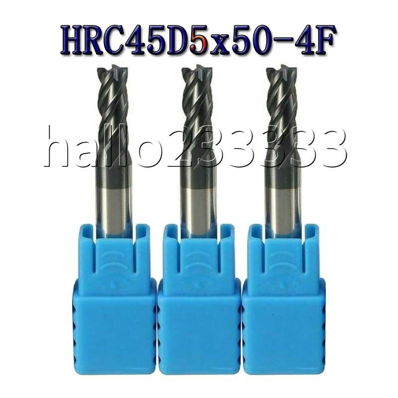 3PCS 5mm HRC50 HSS Straight Shank 4 Flute Tungsten steel cutter Cutter CNC Drill