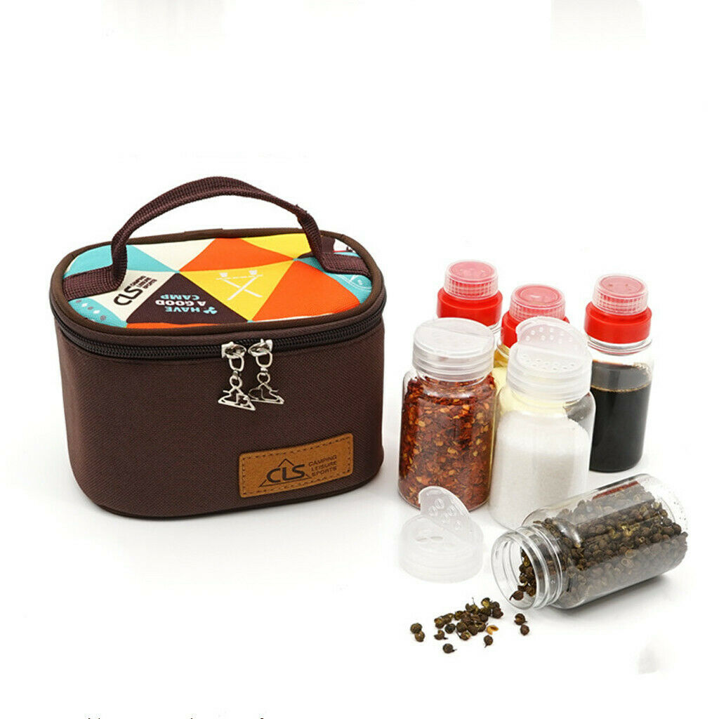 10pcs Camping BBQ Spice Sugar Salt Pepper Storage Condiment Jar Bottle w/Bag