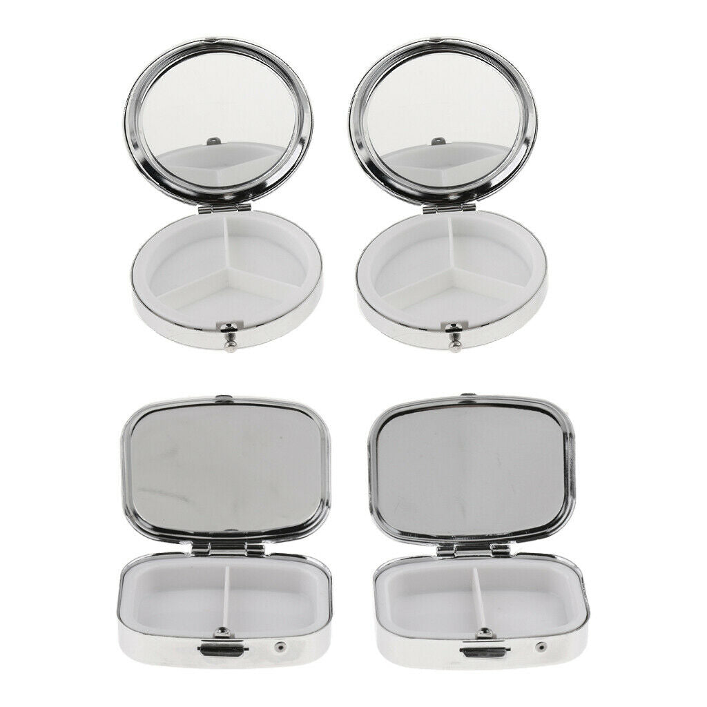 4 Pcs Portable Metal Pill Organizer Pill Box Case for Travel Purse Or