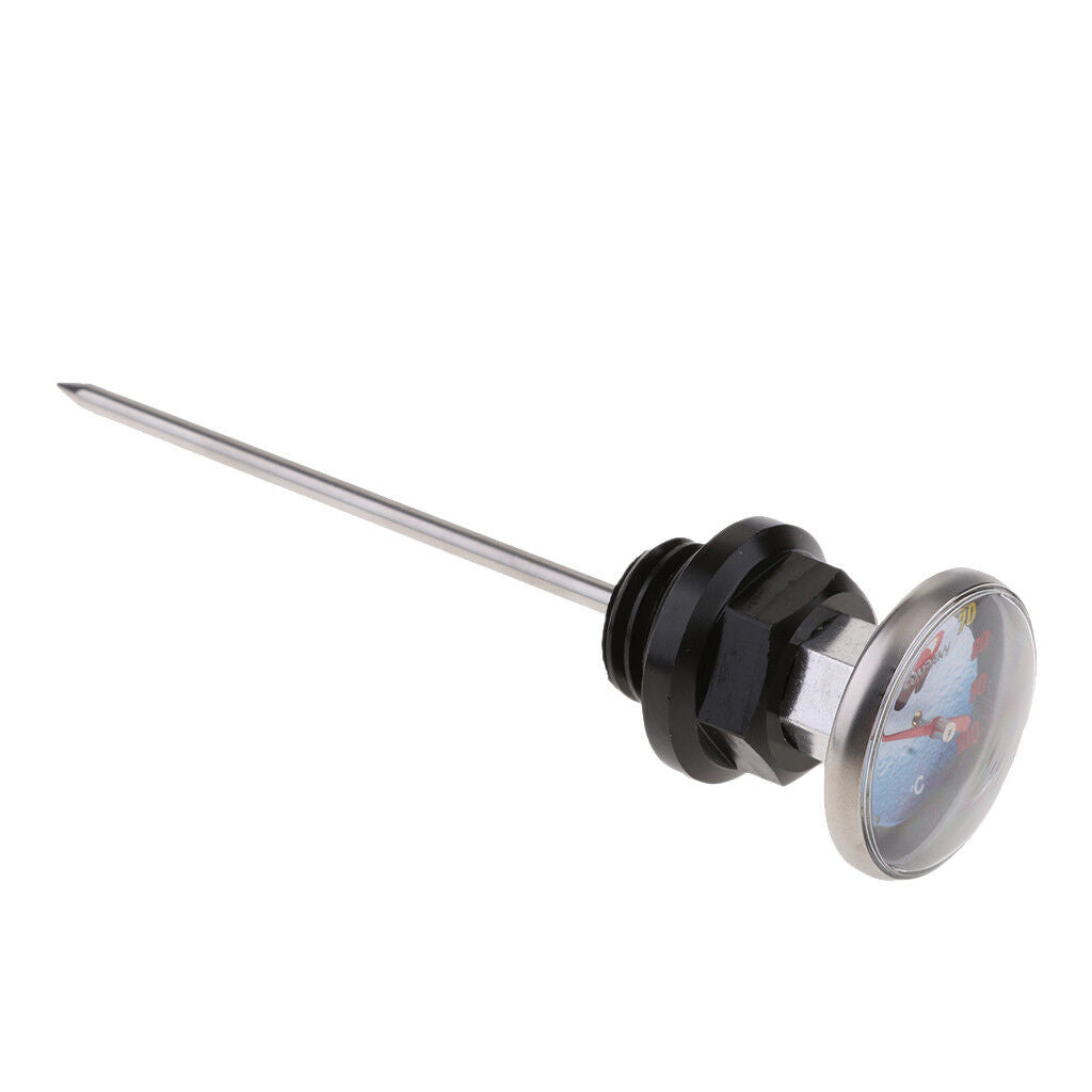 Black Motorcycle Part Oil Tank Dipstick w/ Temp Temperature Gauge 0-100