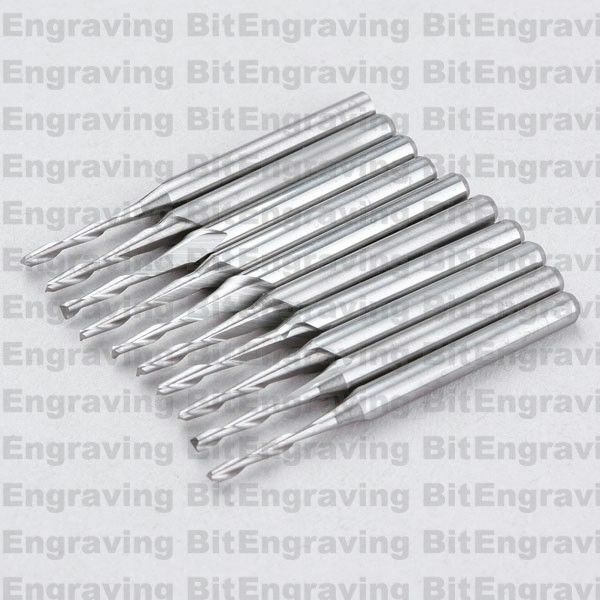10x 1/8'' Carbide Two Flute Spiral Bit CED 1.5mm CEL 8mm