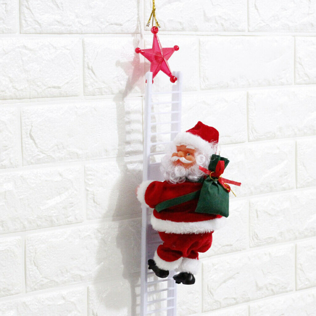 Santa Claus Climbing Ladder Christmas Tree Indoor Outdoor Ornament Decor