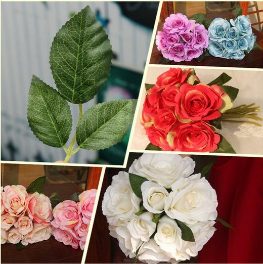 Green Artificial Silk Rose Leaf Leaves For Bouquet Garland Wedding Decor 30Pcs