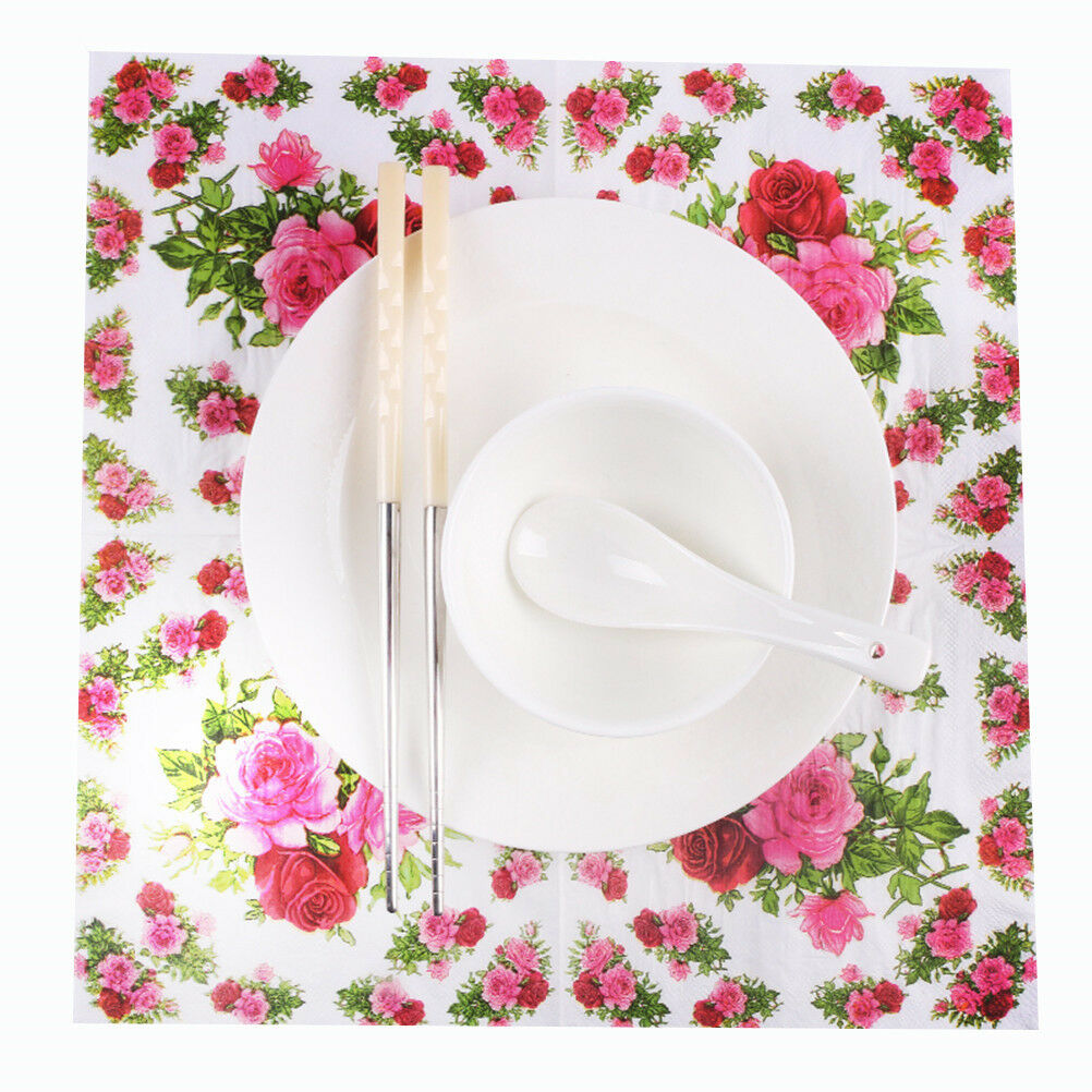 20x/bag Flower rose print Wedding Party Napkins wedding table decoration.l8