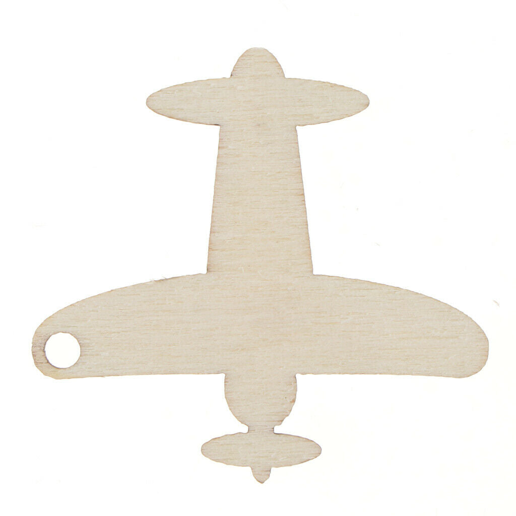 50pcs Airplane Cutout Hanging Ornament Blank Wood Chip DIY Baby Shower Decor