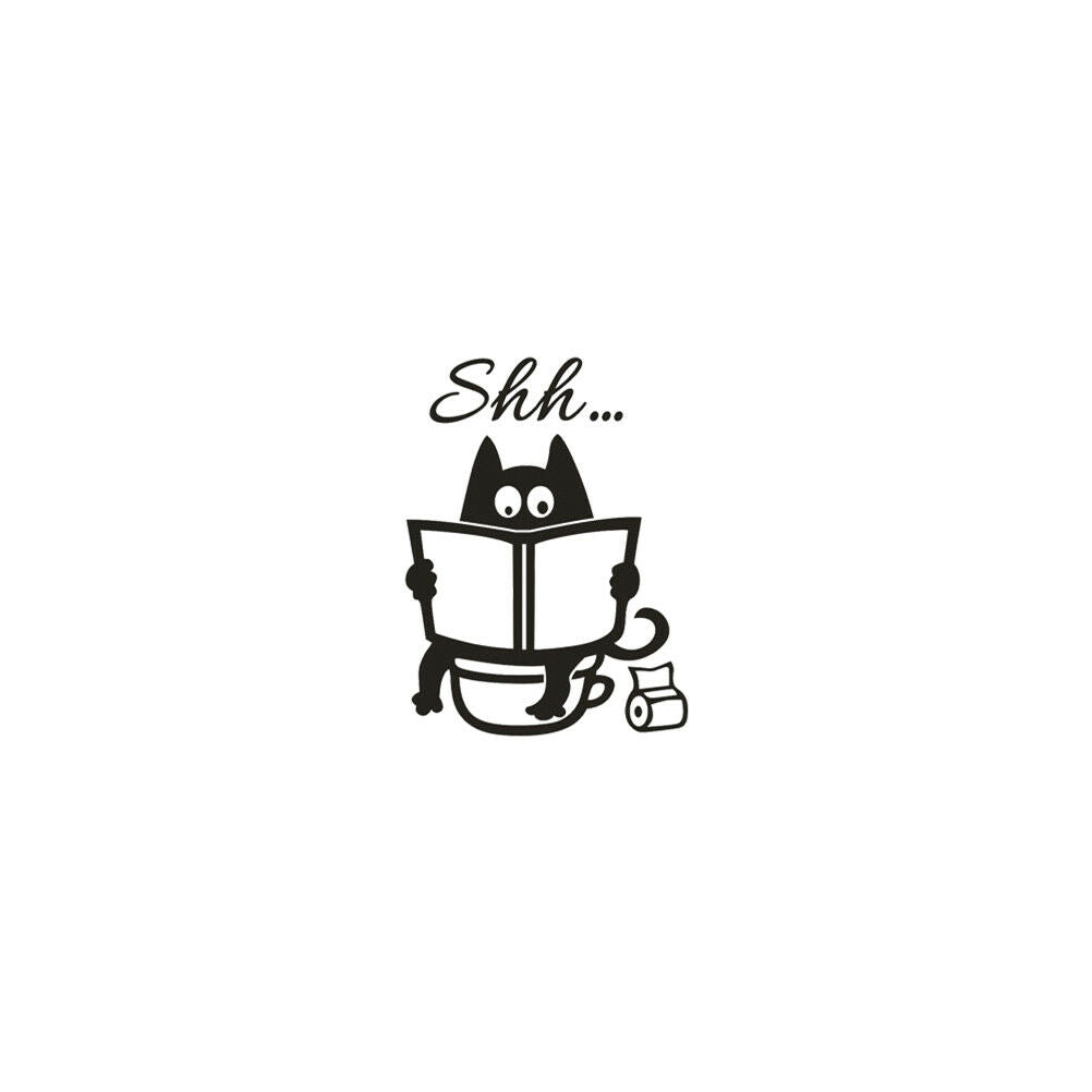 Cute Cat Shh Toilet Wall Stickers Art Vinyl Mural Home Room Decor Removabl.l8