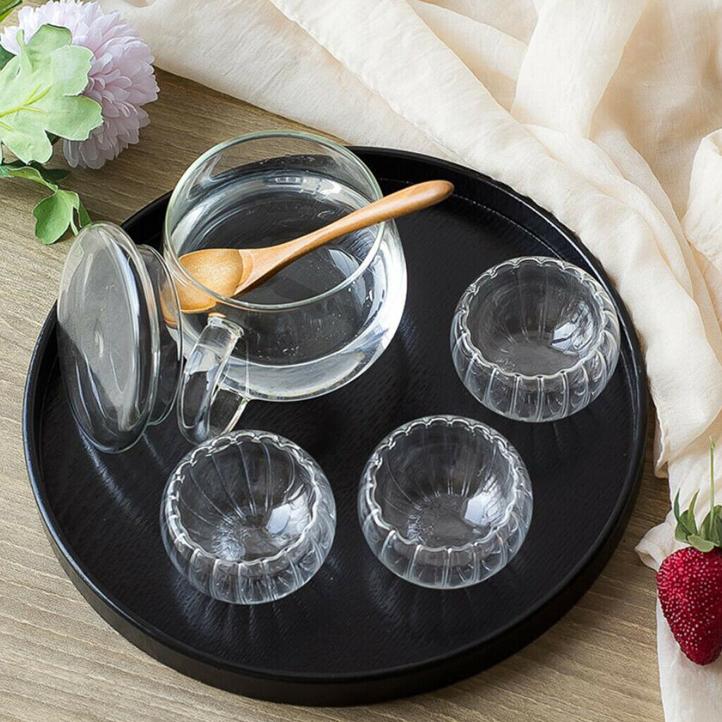 Serving Tray Wood Breakfast Dish Plate Platter Home Server Black 33cm