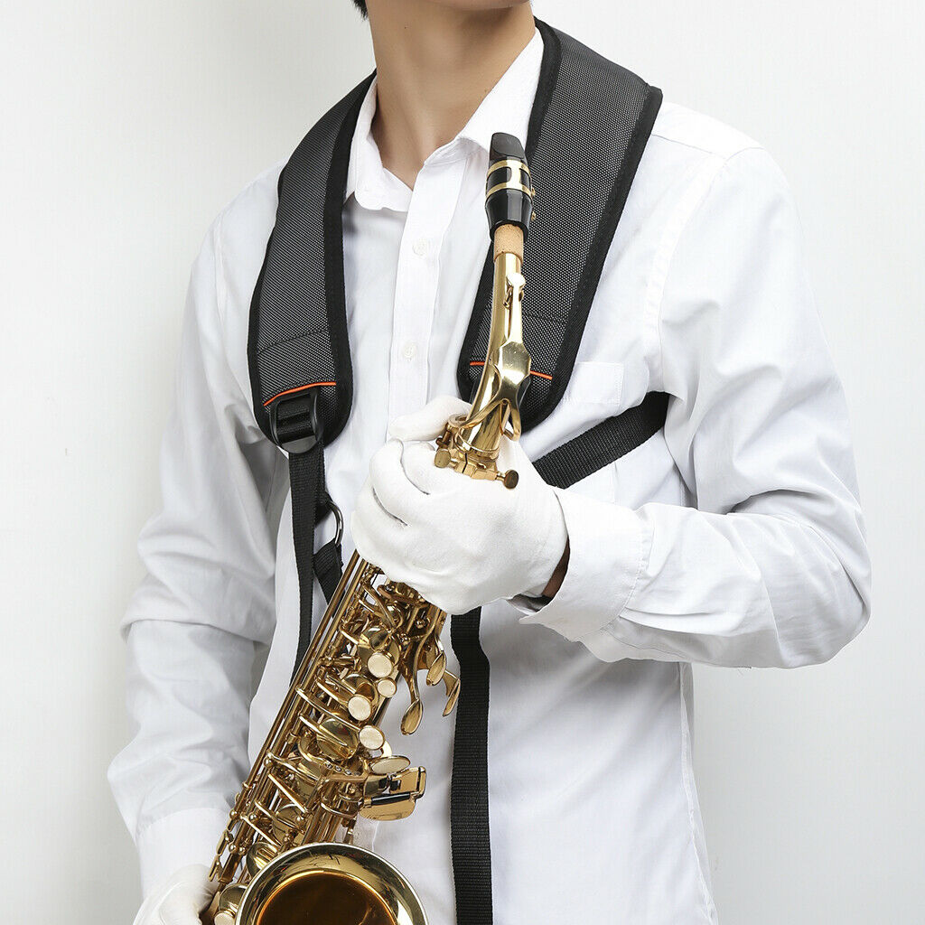 Adjustable Saxophone Sax Cotton Shoulder Strap Harness with Hook Clasp