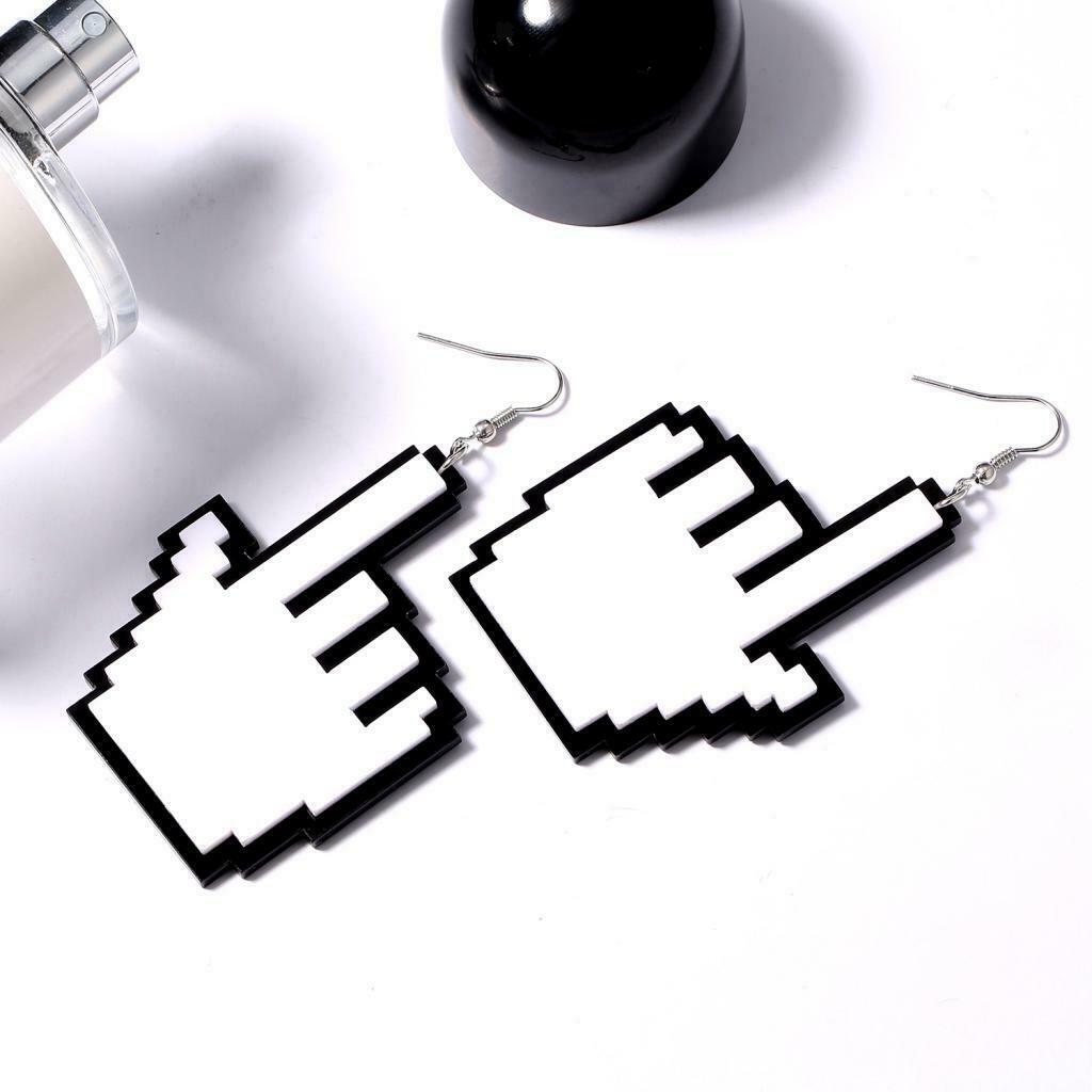 Hip Hop Cool Gesture Pendant Fish Hook Earrings Fashion Evening Club Jewelry