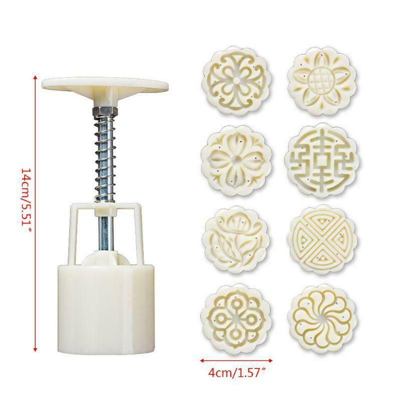 8pcs Cookie Stamp Moon Cake Mould Hand Press Barrel 25g DIY Mooncake Mold