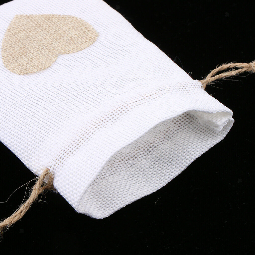 30 Pieces Natural Linen Handle Bags Drawstring Hessian Burlap Package Gift Bags