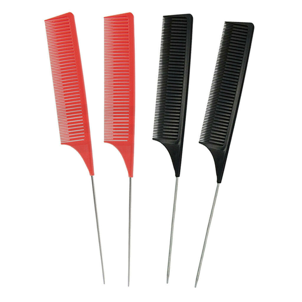4 Pieces Salon Pin Tail Fine Tooth Highlight Coloring Weaving Foiling Combs