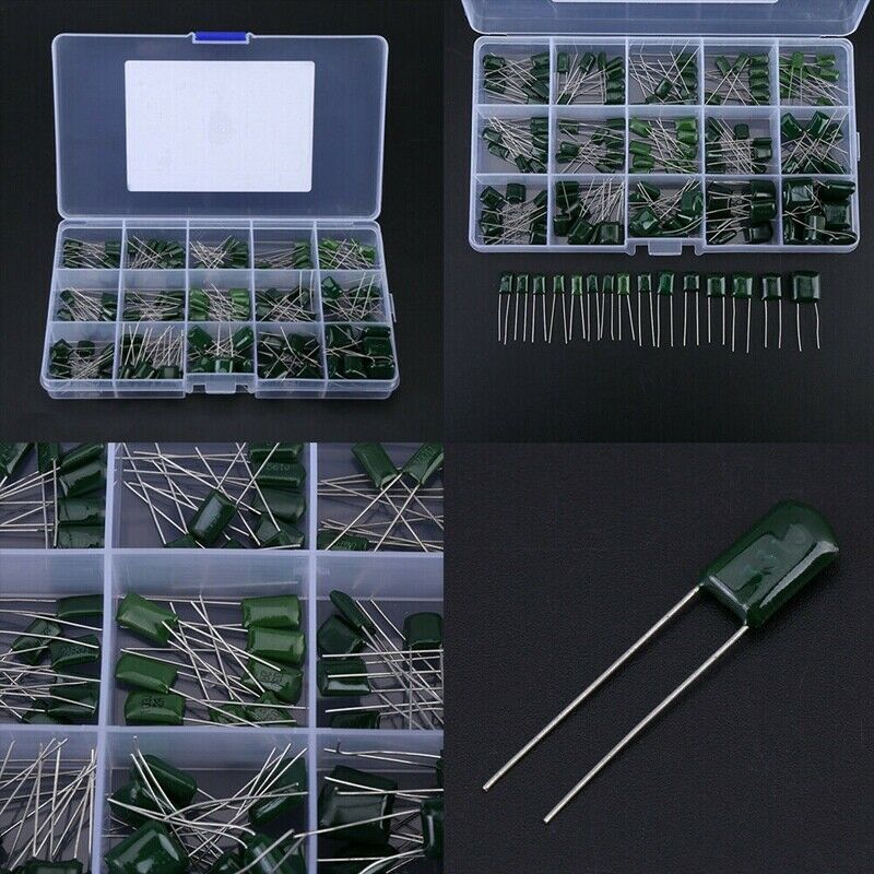 150Pcs 100V 15Value 0.33NF 2A331J 470NF 2A474J Polyester Film Capacitors AssX3X4