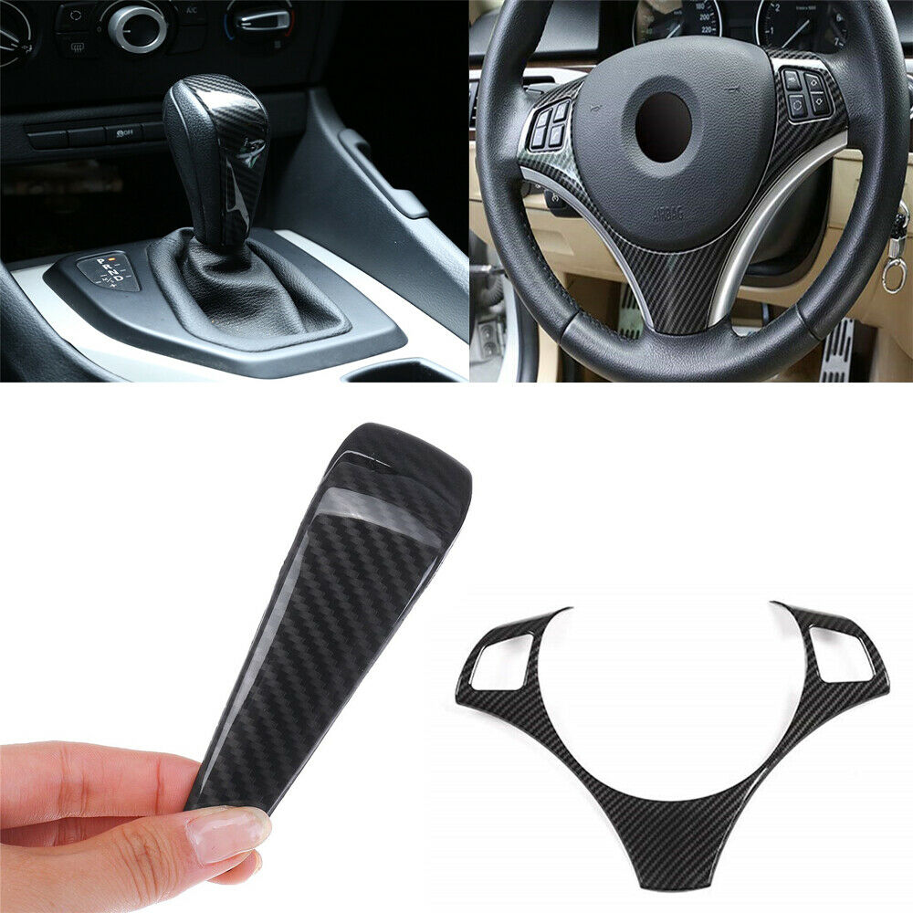 For BMW 3 Series 05-12 Steering Wheel & Gear Shift Knob Cover Carbon Fiber Style